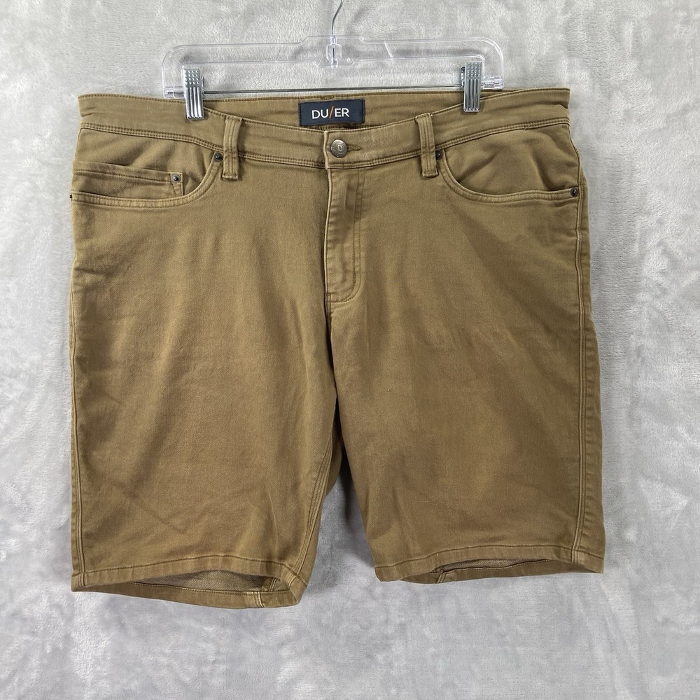 DU/ER Jean Shorts mens 38x9 N2X Slim Fit Performance Denim Brown Outdoor Stretch